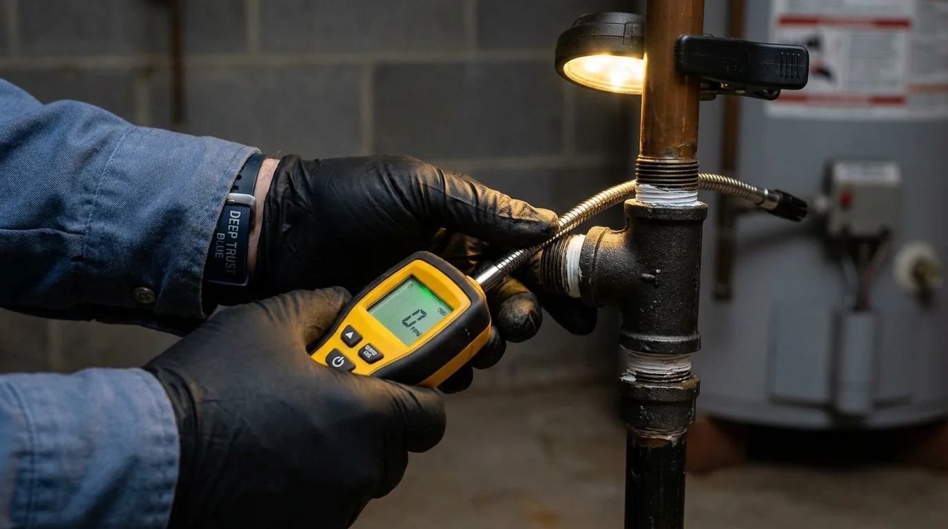 Gas leak detection with electronic sniffer by Johns Plumbing LLC in Gretna
