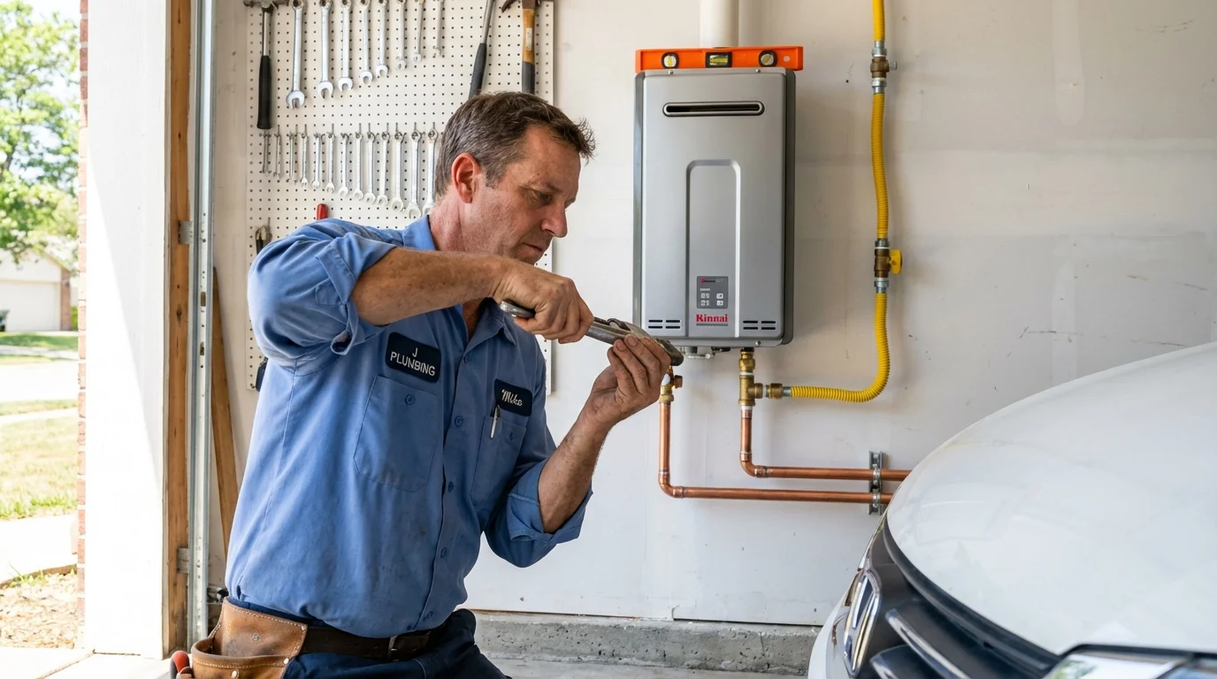 Tankless water heater installation by a Johns Plumbing LLC plumber in Gretna